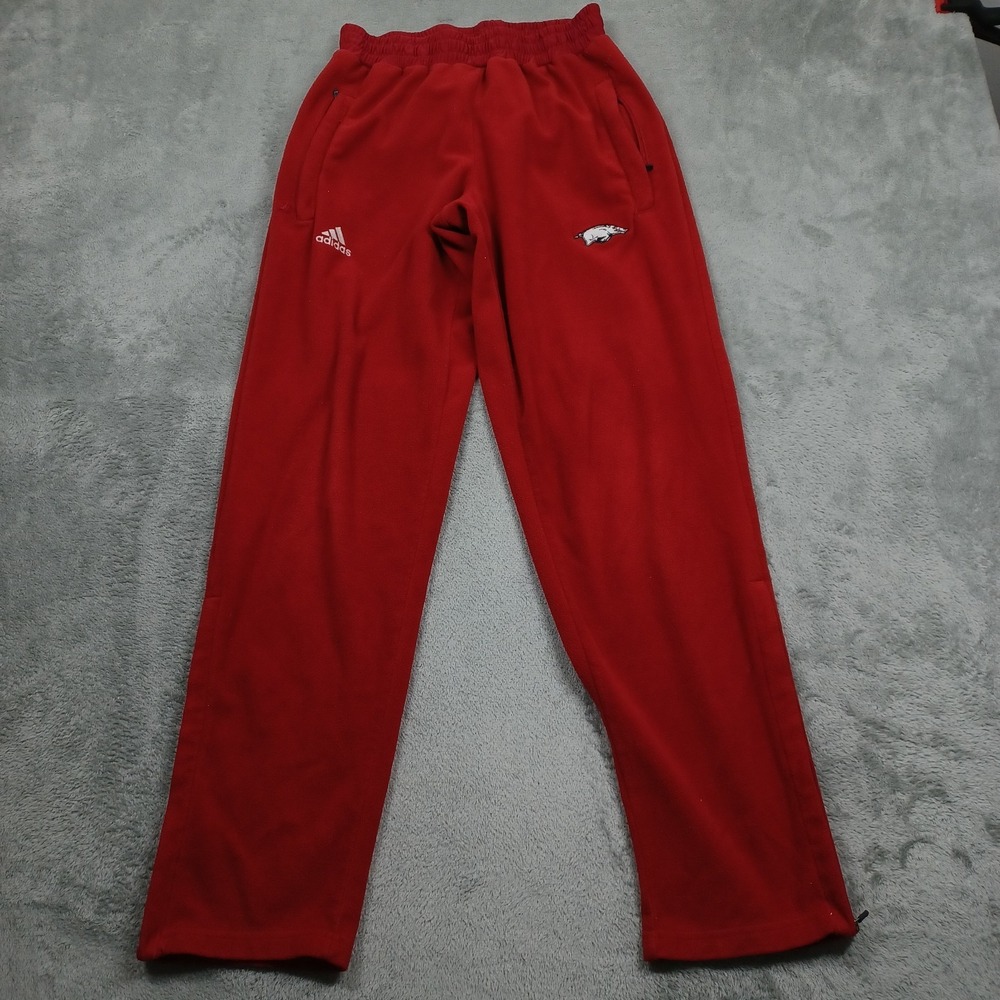 Vintage Arkansas Razorbacks Pants Mens Small Red Fleece Adidas Activewear Casual